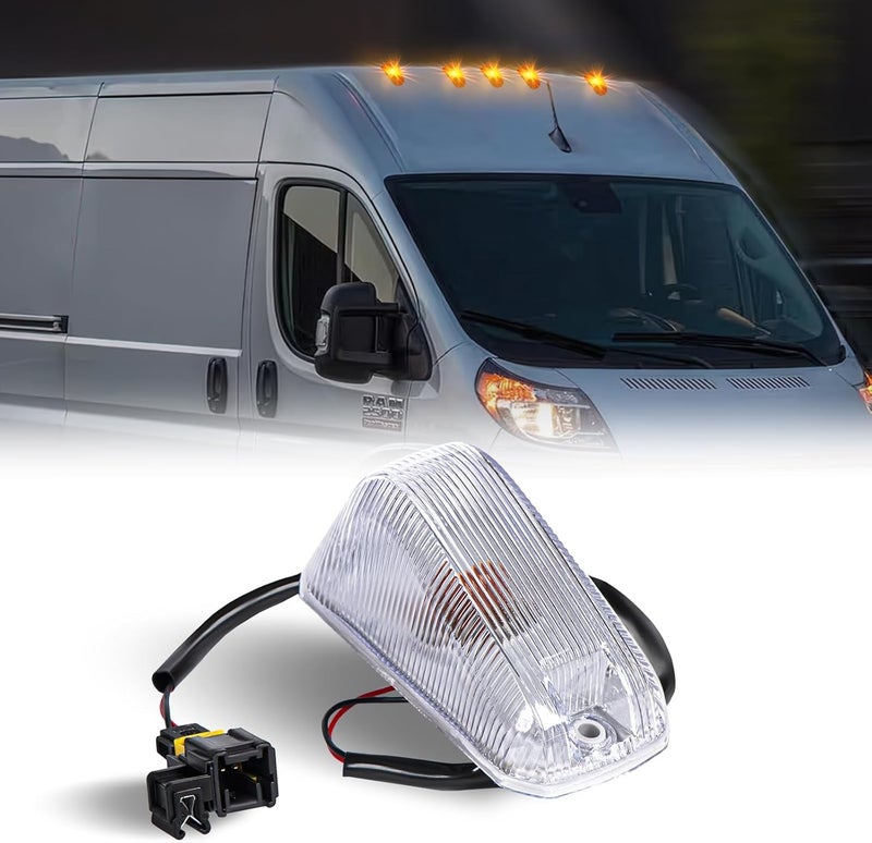 DERMOKA 1PCS Cab Roof Top Marker Lights Clearance Running Lamps for 2014-2023 Dodge Ram ProMaster 1500 2500 3500 with OE Socket, Halogen Bulb Clear Len - Image 1